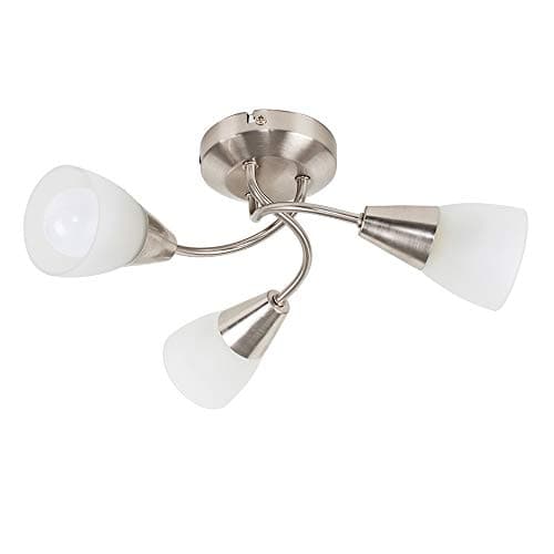 Image of MiniSun | Modern 3 Way Brushed Chrome Ceiling Light Fitting with Frosted Glass Shades | Pendant Lights, Home Décor & Improvement Essential | Includes 3X 4W LED E14 Light Bulb | Mains Wired