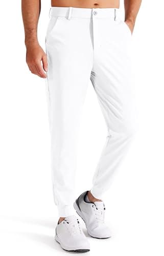 Image of Libin Men's Golf Joggers Trousers Slim Fit Stretch Dress Pants Sweatpants Casual Sports Jogger Outdoor Chino Trousers with Pockets, White S