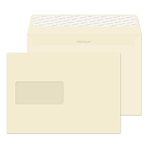 Image of Blake Business C5 162 x 229 mm 120 gsm Peel & Seal Window Wallet Envelopes (61708) Cream Wove - Pack of 500