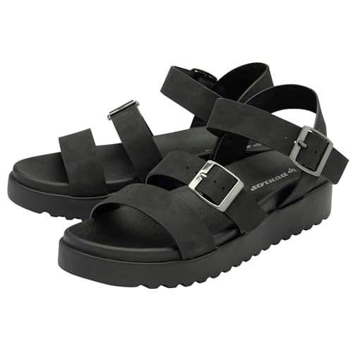 Image of DUNLOP Ladies Platform Gladiator Sandals - Black - UK 6