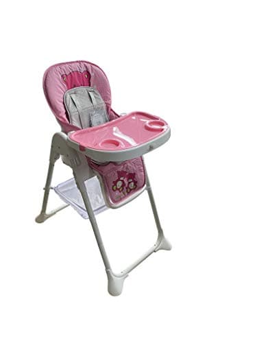 Image of HighChair Feeding Table Padded Seat Folding 3 in 1 Baby Toddler Infant Reclining Height Adjustable Feeding High Chairs with Removable Tray 5 Point Harness Wheels, Recliner 6-36 Months (Pink)