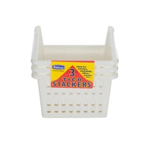 Image of Whitefurze Stacking Basket Set of 3, Cream, 18 cm