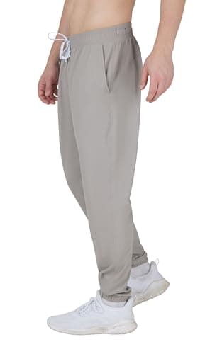 Image of 90 Degree By Reflex Mens Lightweight Jogger Full Length Side Pocket Slim Fit Pant with Drawstring, Satellite, Medium