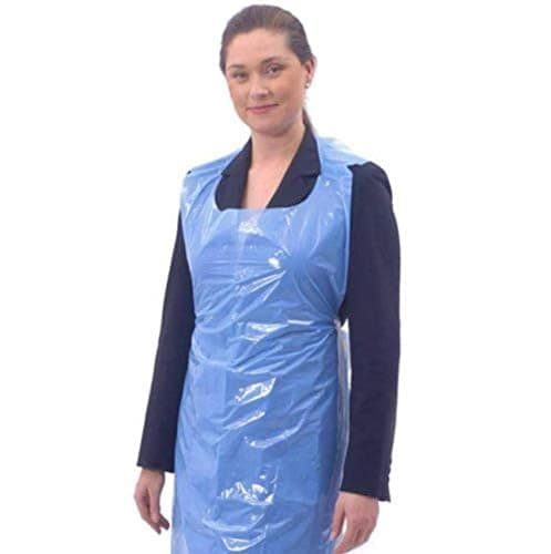 Image of HOT BARGAINS 100 X Plastic Aprons Disposable For adults Blue Size 70 X 120cm, 10Microns (PACK OF 100)