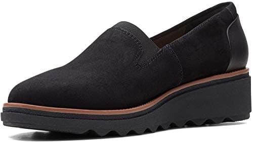Image of Clarks Women's Sharon Dolly Sneaker, Black Suede W Dark Tan World, 3 UK