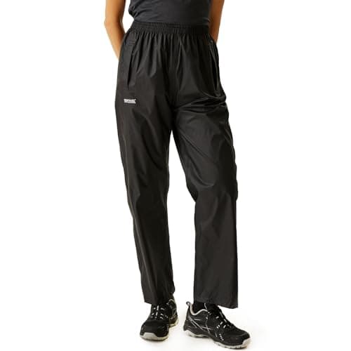 Image of Regatta Pack It Women Waterproof Overtrousers, for Hiking, Cycling, Walking, Motorbike - Outdoor Lightweight Men's Outdoor Rainproof Bottoms - Elastic Waist - Durable Water Repellent & Breathable