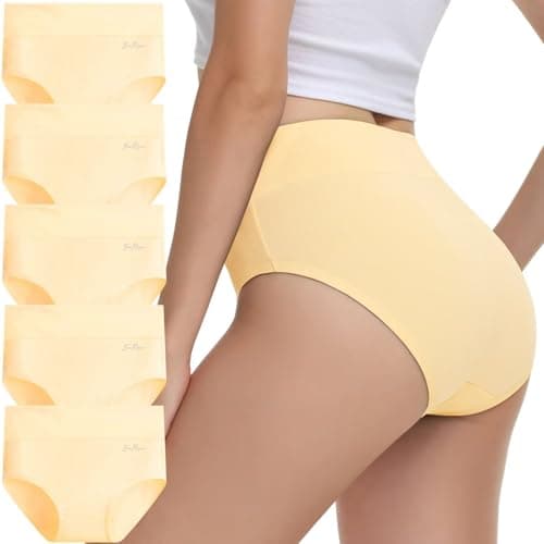 Image of IceReco Women's Knickers for Women Multipack of 5 High Waisted Underwear Women Ladies Knickers Size 18 Womens Full Briefs Ladies Briefs Nude Womens Panties Soft Cotton Comfortable