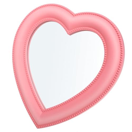 Image of CLISPEED Heart Shape Makeup Vanity Mirror Dual-use Wall Mount and Standing Design Anti Bedroom Bathroom Tabletop