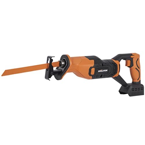 Image of Evolution Power Tools R150RCP-Li Reciprocating Saw, Multi-Material Cutting - Includes 2 Reciprocating Saw Blades - Battery NOT Included, Black/Orange (104-0001)