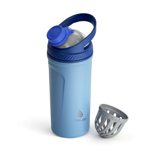 Image of IDEUS Protein Shaker Bottle 710ml/24oz, Insulated Stainless Steel Shaker Bottle with Silent Tritan Ball Portable Pre Workout Shaker Cups for Protein Shakes, Smoothies, Cocktails oz