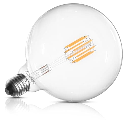 Image of Luxvista E27 G125 Large Light Bulb, Dimmable Edison Screw ES LED Filament Bulb Cool White 6000K 8W(60W Equivalent) Vintage Decorative Clear Glass Globe 800LM, 1-Pack