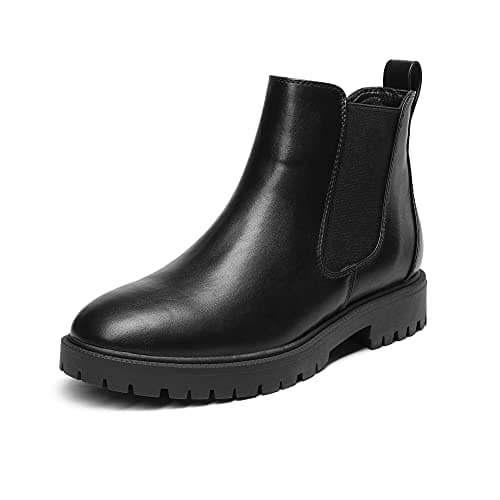 Image of DREAM PAIRS Women's Ankle Chelsea Waterproof Women Walking Leather Comfy Ladies Boots,Size 5,Black/Pu,DAB213