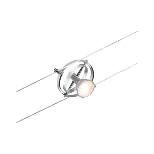Image of Paulmann 94437 CorDuo Spot Lighting Cardan DC, Max 10 Watt Extendable Cable Lamp Matt Chrome Plastic GU5.3 Wire System Without Bulbs