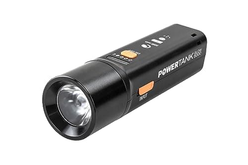 Image of Celestron 93585 PowerTank Glow 5000 Portable USB Rechargeable Power Bank and Red Astronomy Flashlight - 5000 mAh Capacity, Includes Silicone Mount Straps, Black