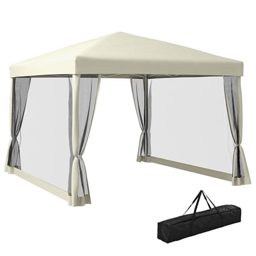 Image of Outsunny 3 x 3(m) Pop Up Gazebo Canopy Tent with Carry Bag, Height Adjustable Mesh Screen House, Portable Garden Outdoor Shade Shelter