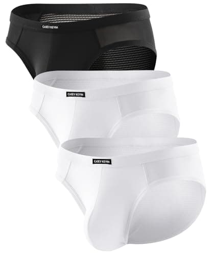 Image of Casey Kevin Men's Underwear Briefs Sexy Mesh Low Rise Underpants Multipack See Through Breathable Anti-chafing Pants Pack of 3,Black/White, L