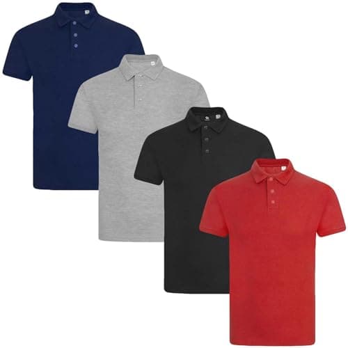 Image of True Face Mens Polo Shirt Plain Tshirt Short Sleeve Summer Work Pique T Shirt Workwear Adult Tee Classic Casual Top Plain Set 3-4 Pack XXL