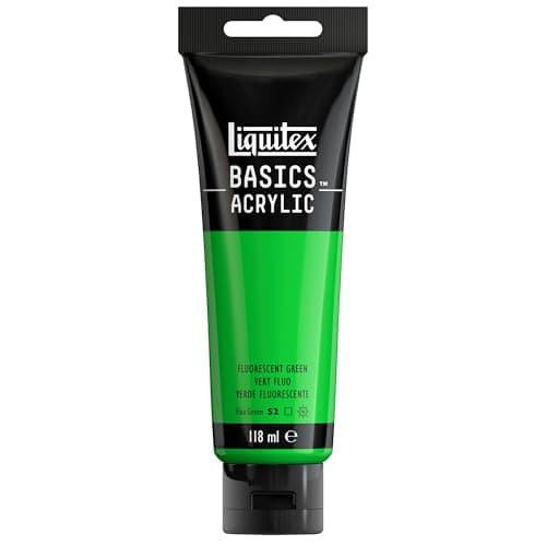 Image of LIQUITEX Basics Acrylic Paint, Fluorescent Green, 118 ml Tube