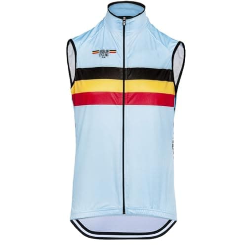 Image of SGCIKER 2022 Mens National Pro Team Belgium Cycling Wind Vest,Windbreaker Bike Gilet Windproof MTB Sleeveless Clothing (L)