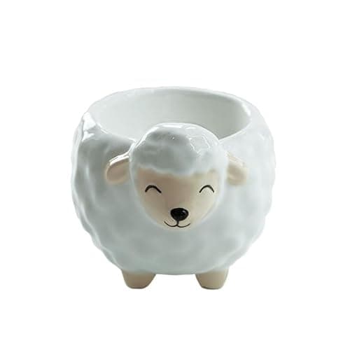 Image of Sass & Belle Highland Cow Egg Cup – Cute Ceramic Novelty Egg Cup for Breakfast, Fun Kitchen Tableware Gift, Collectable Farm Animal Egg Holder by Sass and Belle (White)