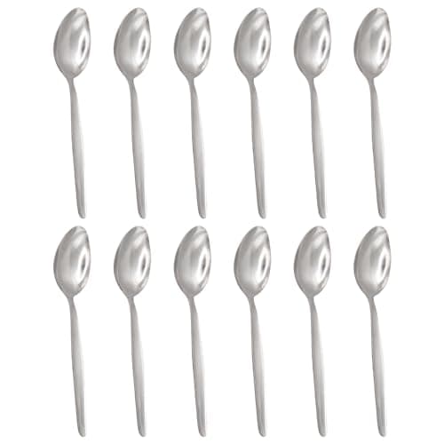 Image of Argon Tableware Economy Stainless Steel Dessert Spoons - 19cm - Pack of 12 - Silver Dining Table Spoon High Polished Dishwasher Safe 12-Piece Dinner Cutlery Set
