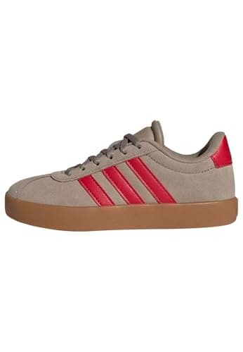 Image of adidas Unisex Kids VL Court 3.0 Shoes Kids, Blanch Cargo/Pure Ruby/Gold met., 3 UK