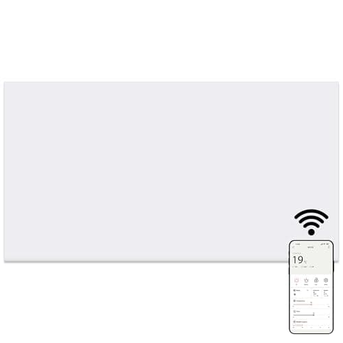 Image of MYLEK Panel Space Heater White Eco Smart WiFi App Radiator Electric Slimline Low Energy 1.5KW, Wall Mounted, Bathroom IPX4 Rated for Homes, Offices (1500W)
