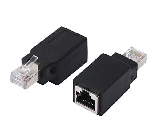 Image of CERRXIAN RJ45 Ethernet Crossover Adapter, CAT6 Ethernet Male to Female Adapter, Used to Protect the Device's Native Jack (Straight)