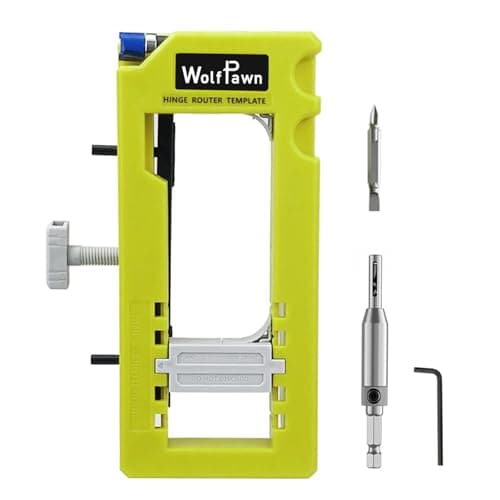 Image of WolfPawn Door Hinge Jig, Door Hinge Router Template, Adjustable Door Mortise Jig Fits 3” to 5” Length and Square 1/4” Radius or 5/8” Radius Type Door Hinges (Green)