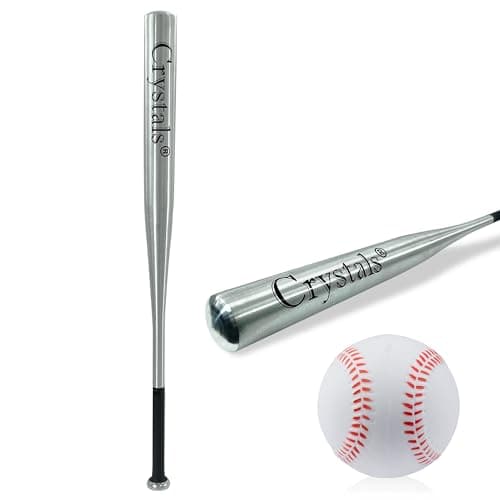 Image of Crystals 32-Inch Aluminium Baseball Bat – Heavy Duty Metal Bat for Adults & Teens – Outdoor Sports Equipment (Silver)