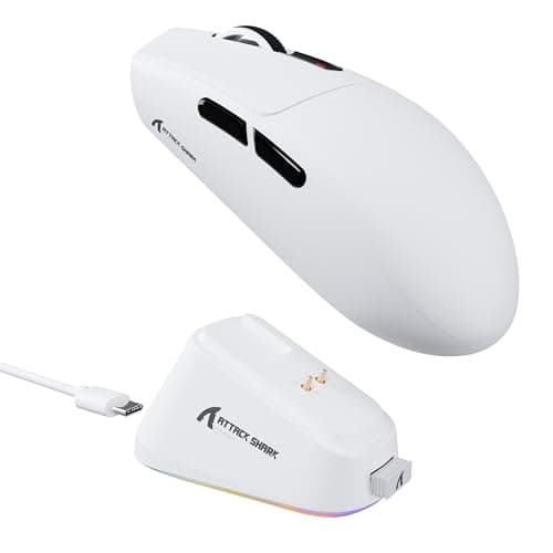 Image of ATTACK SHARK G3PRO Gaming Mouse with Magnetic Charging Dock, PixArt PAW3311 Gaming Sensor, BT/2.4G Wireless/Wired Gaming Mouse, 25000 DPI, Gamer Mice for Win11/Xbox/PS/Mac (White)