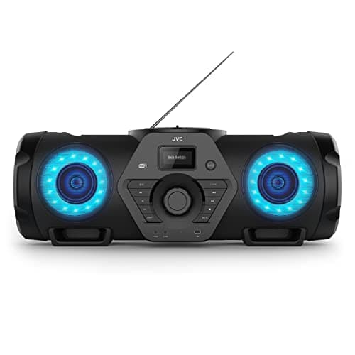 Image of JVC RV-NB300DAB Boombox DAB Radio, Bluetooth, USB & CD Speaker System, Microphone/Guitar Input, Powerful Amplifier and Subwoofers (Black)