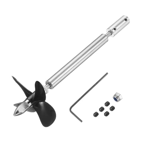 Image of sourcing map Drive Shaft Four Propeller and Coupling Joint for RC Boat Coupler Assemble Kit, L12.5cm Shaft, L8cm Sleeve, D5.5cm Four Propeller, Fit for 3mm Motor Shaft