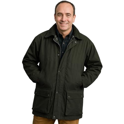 Image of Game Technical Apparel Men's Premium British Wax Jacket – Unpadded, Water-Repellent & Windproof with Detachable Hood & Tartan Lining