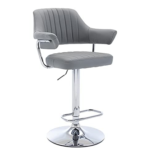 Image of HNNHOME Modern Emper Padded Swivel Faux Leather Breakfast Kitchen Bar Stool Pub Barstool (Light Grey)