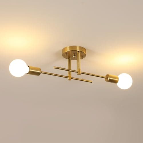 Image of Riserva Sputnik Ceiling Light Gold, 2-Light E27 Chandelier Vintage Adjustable, Ceiling Lamp Industrial for Bedroom, Kitchen, Dining Room, Hallway, Living Room