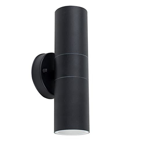 Image of MiniSun | Modern Black Stainless Steel Outdoor Up/Down Wall Light | Outdoor Wall Lights, Home Décor & Improvement Essential | IP44 Rated | Mains Wired
