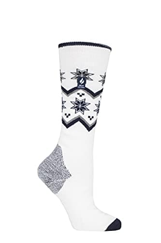 Image of HEAT HOLDERS SOCKSHOP Ladies 1.0 TOG Apres Ski Ultra Lite Ski Socks Pack of 1 Cream Fairisle 4-8