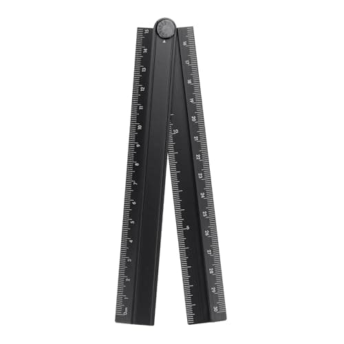Image of sourcing map Folding Straight Ruler 30cm Metric Aluminum Alloy Protractor Foldable Angle Ruler Geometric Measuring Tool with Angle Line for Architects Artists Designers Classroom Office, Black