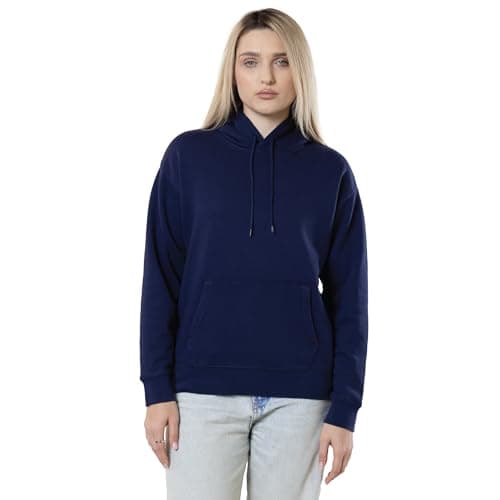 Image of SoftSpun Hoodies for Women UK | 100% Cotton French Terry, Regular Fit Women's Hoodies | Everyday Wear Ladies Hoodie for Women Navy Blazer