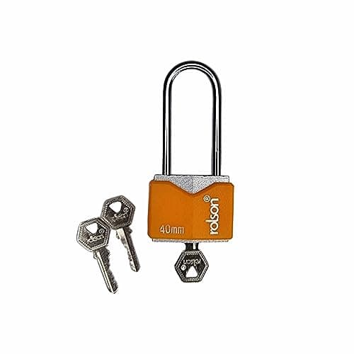 Image of Rolson 40mm Iron Padlock Long 58mm Shackle with 3 Keys and Protective Jacket 66545