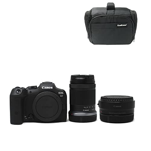 Image of KamKorda Camera Bag + R7 Mirrorless Digital Camera Body, RF 18-150mm lens + Adapter, 32.5MP APS-C CMOS Sensor, 4K60 10-Bit Video + 2 Year Warranty