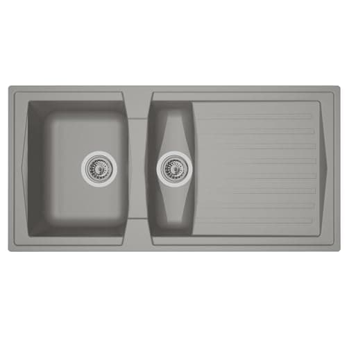 Image of Liquida AR15GR 1.5 Bowl Composite Reversible Inset Grey Kitchen Sink with Waste