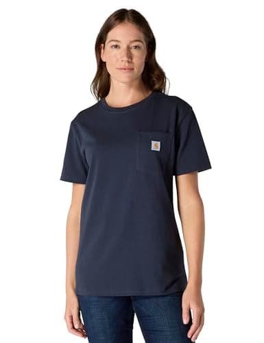 Image of Carhartt, Women's, Loose Fit Heavyweight Short-Sleeve K87 Pocket T-Shirt, Navy, M