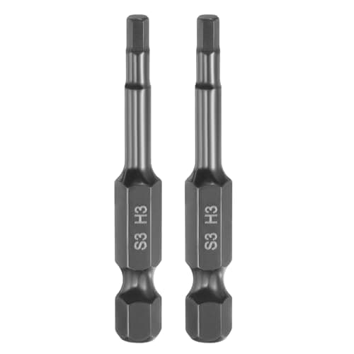 Image of sourcing map 2pcs Flat Hex Head Drill Bit H3 (3mm) Magnetic Tip 1/4" Hex Shank 50mm (2") Long Mirror Polished Metric Hexagonal Screw Driver Screwdriver Bits Wrench Electric Power Tools