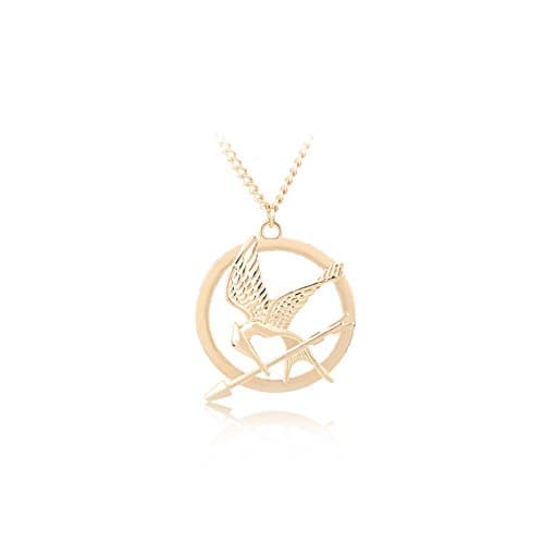Image of Yissw Round Hoop Hunger Games Mocking Birds Personality Symbol Necklace Animal Birds Film Television Props for Women Men, Zinc, zinc alloy