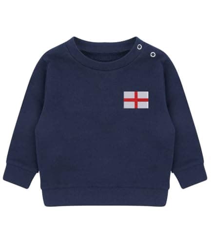 Image of Kids England Embroidered Jumper – Unisex Fleece Sweatshirt with Flag for Boys & Girls – St George’s Cross Pullover (UK, Age, 5 Years, 6 Years, Regular, Navy)