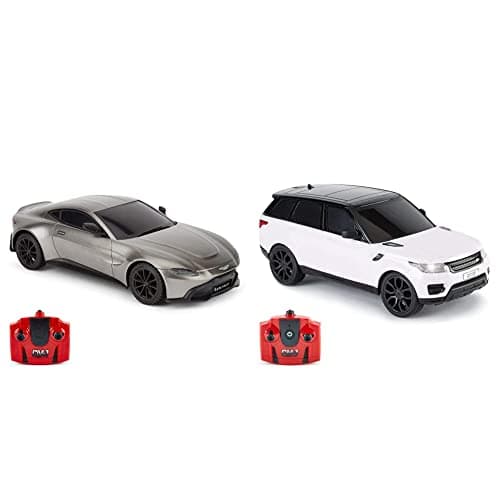 Image of CMJ RC Cars™ Aston Martin Vantage Officially Licensed Remote Control Car. 1:24 Scale Grey & TM Range Rover Sport Remote Control Car 1:24 scale with Working LED Lights, Radio Controlled Supercar