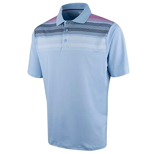 Image of Island GREEN Men's CoolPass Stretch Quick Dry Breathable Polo Shirts, Sky Blue/White, M