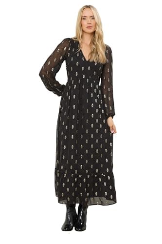 Image of Long Tall Sally - LTS Tall Sequin Spot Smock Maxi Dress - Women's Black
